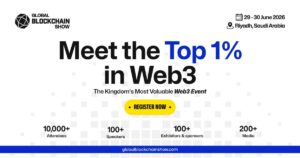 Global Blockchain Show 2026 event banner in Riyadh