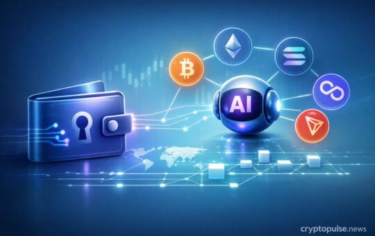 AI agent connected to multi-chain crypto wallet, enabling secure blockchain transactions across Bitcoin, Ethereum, and Solana networks