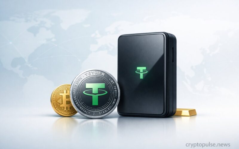 Tether self-custody wallet with USDT, Bitcoin, and tokenized gold representing multi-asset crypto payments and digital assets