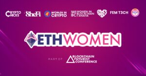 ETHWomen event banner promoting the July 2026 Web3 and AI conference in Toronto during Canada Crypto Week
