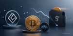 Bitcoin and Grayscale symbols with declining chart and buyer icon illustrating concerns over future BTC demand.