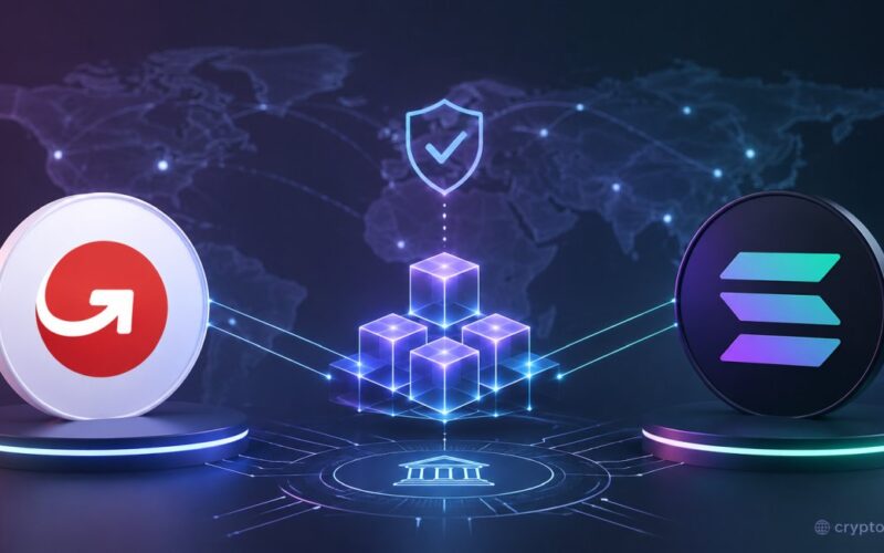 MoneyGram and Solana blockchain network connected through validator infrastructure and stablecoin payment systems