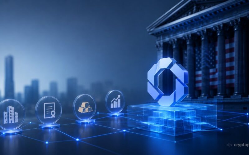 Securitize tokenization platform with NYSE building and blockchain network symbolizing tokenized real-world assets