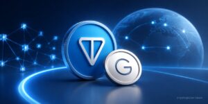 TON and Gram token symbols with blockchain network and global digital finance connections