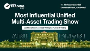 Global Trading Show announcement featuring Emirates Palace Abu Dhabi and December 15–16, 2026 event dates.