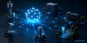 DePIN network connecting distributed physical infrastructure through a decentralized digital network.