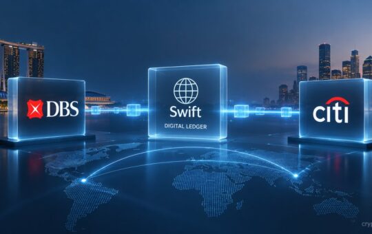 DBS and Citi connected through Swift’s Digital Ledger for a tokenized cross-border USD payment.