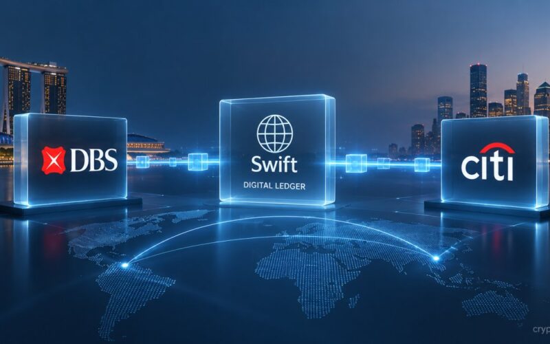 DBS and Citi connected through Swift’s Digital Ledger for a tokenized cross-border USD payment.