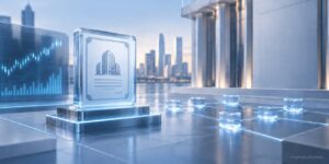 Tokenized U.S. stocks represented by digital market charts and an onchain trading network under SEC regulation.