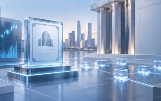 Tokenized U.S. stocks represented by digital market charts and an onchain trading network under SEC regulation.