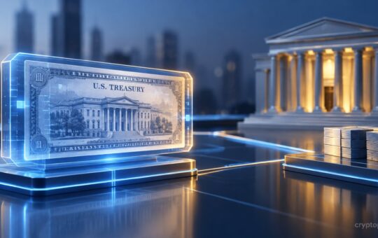 Tokenized U.S. Treasury note connected to banking infrastructure and cash for institutional repo financing