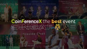 CoinFerenceX Singapore 2026 collage featuring speakers and panel discussions from the two-day Web3 summit.
